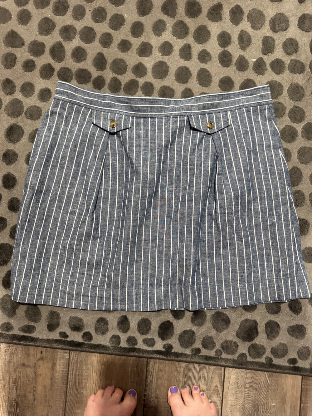 J. Crew Blue and White Pinstripe A-Line Skirt